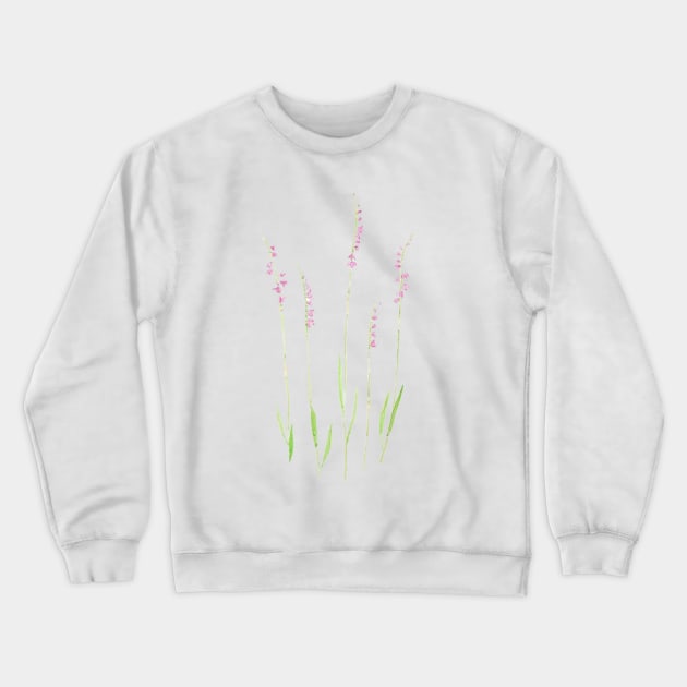 little purple wildflowers  watercolor painting Crewneck Sweatshirt by colorandcolor